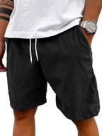 Men’s Casual Corduroy Shorts with Drawstring Waist in Black by Urban Tendency