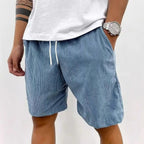 Men’s Casual Corduroy Shorts with Drawstring Waist in Blue by Urban Tendency