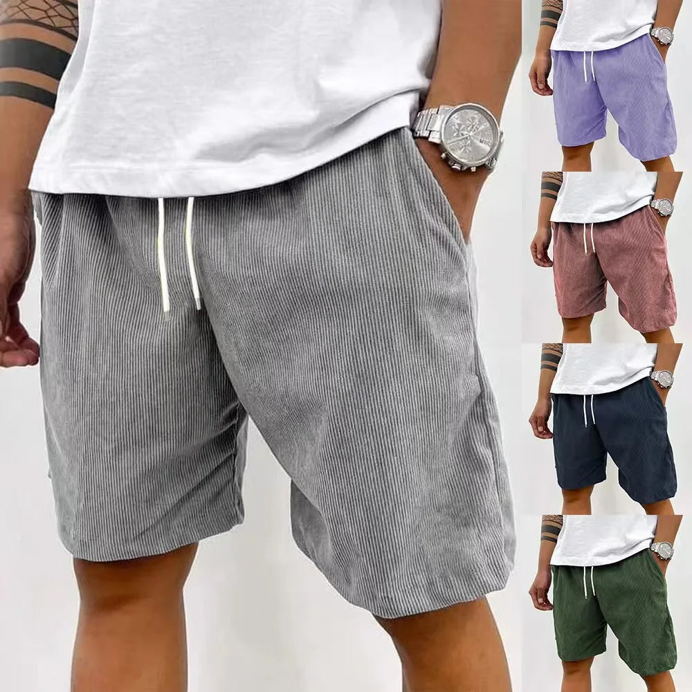 Men’s Casual Corduroy Shorts with Drawstring Waist by Urban Tendency