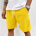 Men’s Casual Corduroy Shorts with Drawstring Waist in Yellow by Urban Tendency
