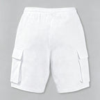 Men's Casual Linen Blend Cargo Shorts – Adjustable Drawstring Waist in White by Urban Tendency