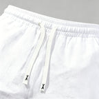 Men's Casual Linen Blend Cargo Shorts – Adjustable Drawstring Waist in White by Urban Tendency