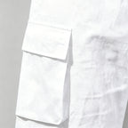 Men's Casual Linen Blend Cargo Shorts – Adjustable Drawstring Waist in White by Urban Tendency