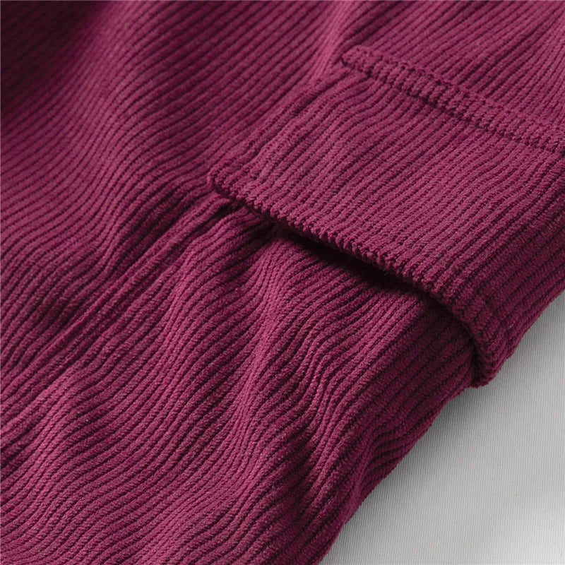 Men’s Corduroy Cargo Shorts – Relaxed Fit Casual Retro Multi Pocket in Wine Red by Urban Tendency