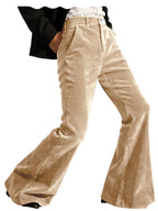 Men's Corduroy Flare Pants – Retro 70s Slant Pocket Style in Cream Beige by Urban Tendency