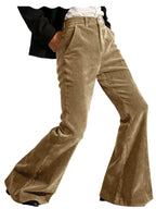 Men's Corduroy Flare Pants – Retro 70s Slant Pocket Style in Khaki by Urban Tendency