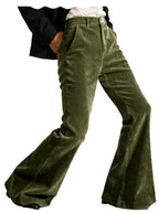 Men's Corduroy Flare Pants – Retro 70s Slant Pocket Style in Olive Green by Urban Tendency