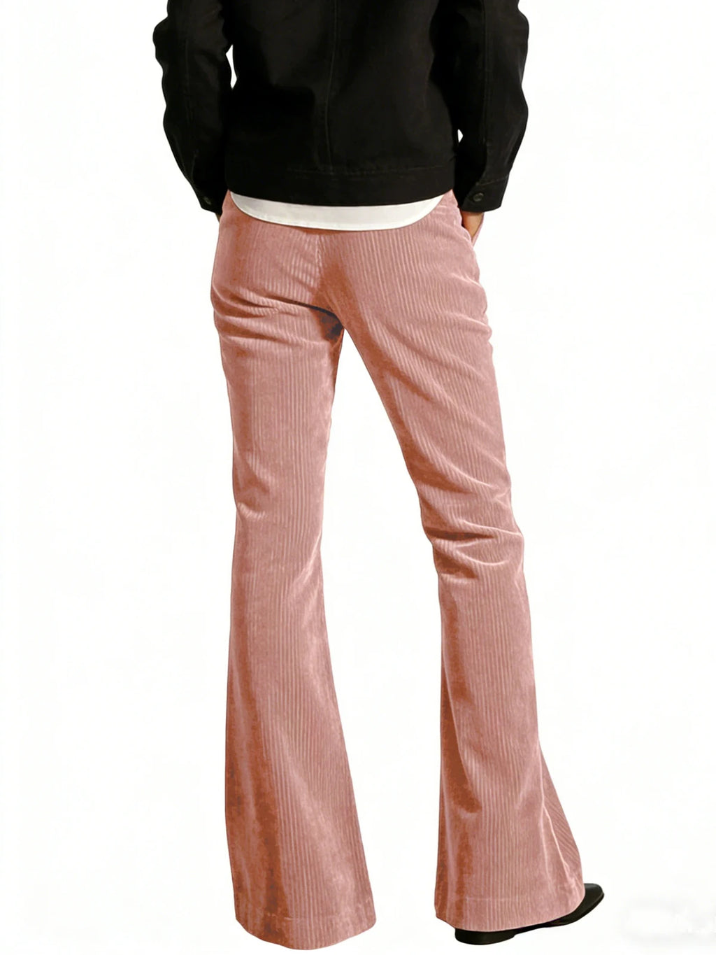 Men's Corduroy Flare Pants – Retro 70s Slant Pocket Style in Pink by Urban Tendency