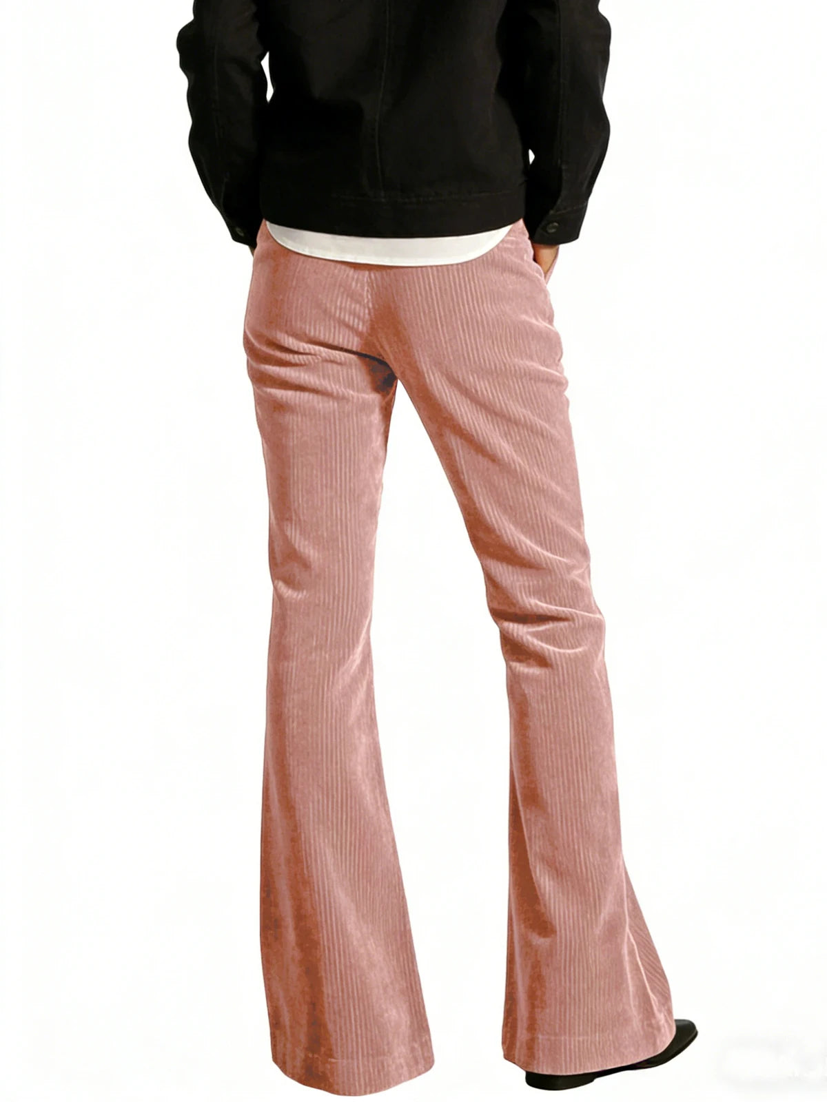 Men's Corduroy Flare Pants – Retro 70s Slant Pocket Style in Pink by Urban Tendency