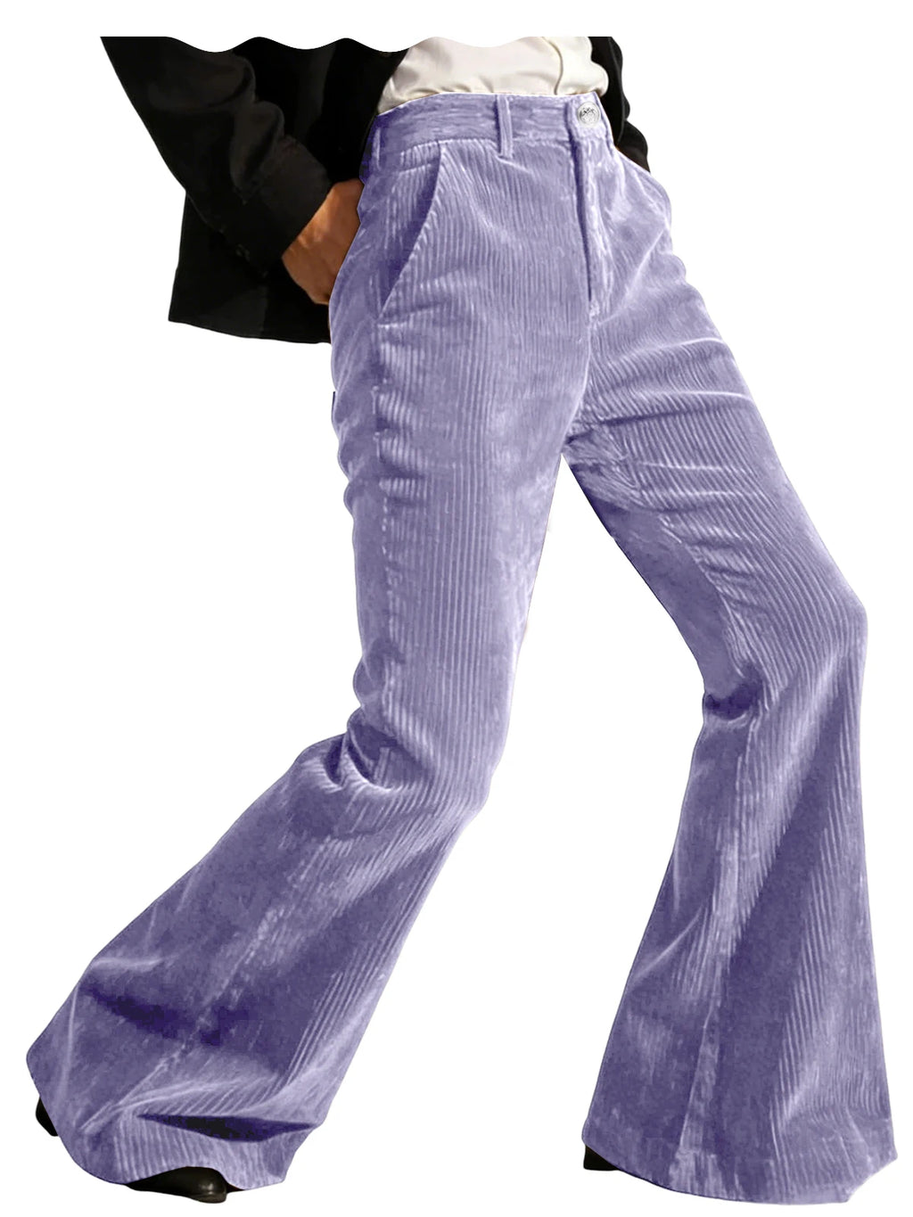Men's Corduroy Flare Pants – Retro 70s Slant Pocket Style in Purple by Urban Tendency