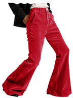 Men's Corduroy Flare Pants – Retro 70s Slant Pocket Style in Red by Urban Tendency