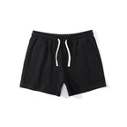 Men’s Cotton Blend Sports Shorts for Fitness with Drawstring Waist in Black by Urban Tendency