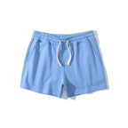 Men’s Cotton Blend Sports Shorts for Fitness with Drawstring Waist in Blue by Urban Tendency 