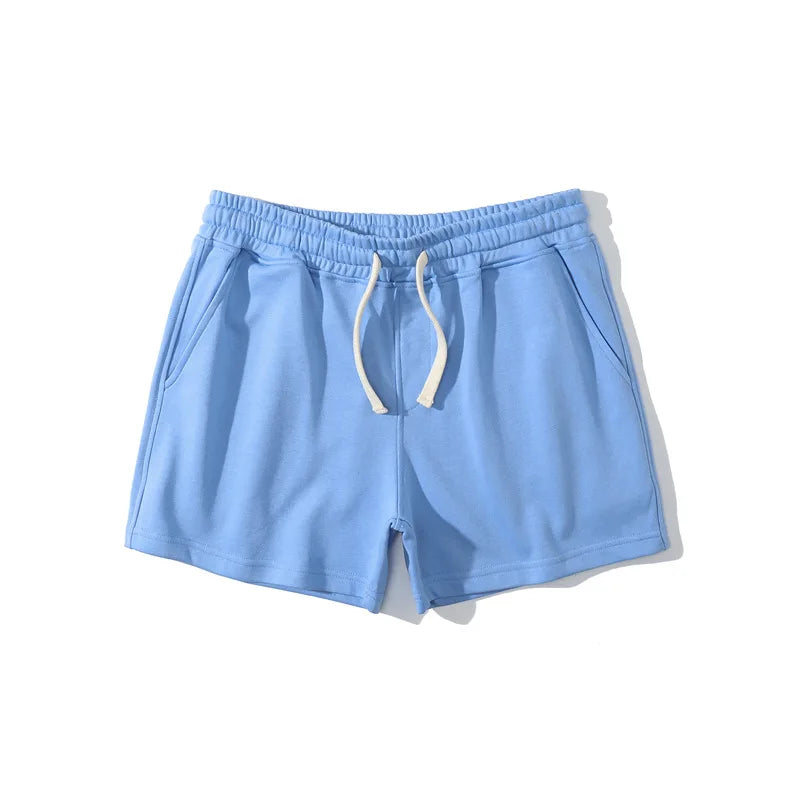 Men’s Cotton Blend Sports Shorts for Fitness with Drawstring Waist in Blue by Urban Tendency 
