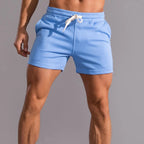 Men’s Cotton Blend Sports Shorts for Fitness with Drawstring Waist in Blue by Urban Tendency 