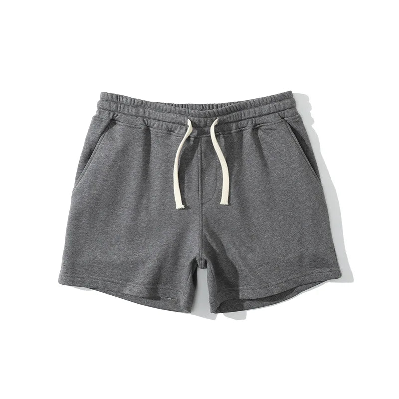 Men’s Cotton Blend Sports Shorts for Fitness with Drawstring Waist in Dark Gray by Urban Tendency
