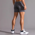 Men’s Cotton Blend Sports Shorts for Fitness with Drawstring Waist in Dark Gray by Urban Tendency