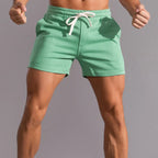 Men’s Cotton Blend Sports Shorts for Fitness with Drawstring Waist in Green by Urban Tendency 