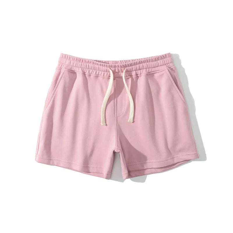 Men’s Cotton Blend Sports Shorts for Fitness with Drawstring Waist in Pink by Urban Tendency 