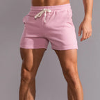Men’s Cotton Blend Sports Shorts for Fitness with Drawstring Waist in Pink by Urban Tendency 