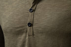 Men's Cotton Button Henley Neck – Long Sleeve Casual Shirt in Army Green by Urban Tendency