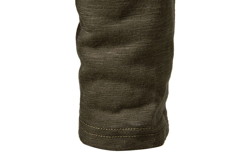 Men's Cotton Button Henley Neck – Long Sleeve Casual Shirt in Army Green by Urban Tendency