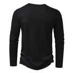 Men's Cotton Button Henley Neck – Long Sleeve Casual Shirt in Black by Urban Tendency