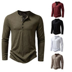 Men's Cotton Button Henley Neck – Long Sleeve Casual Shirt by Urban Tendency