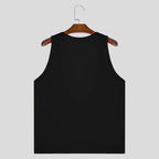 Men's Deep V-Neck Tank Top Vest – Casual Sleeveless Loose Fit in Black by Urban Tendency