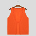 Men's Deep V-Neck Tank Top Vest – Casual Sleeveless Loose Fit in Orange by Urban Tendency