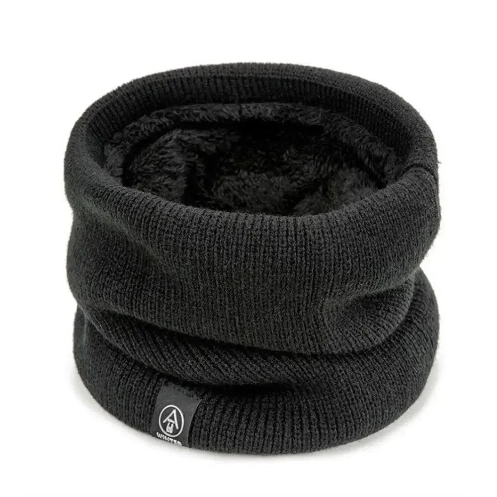 Men's Fleece-Lined Knit Neck Gaiter – Stylish Thick Tube Scarf in Black by Urban Tendency