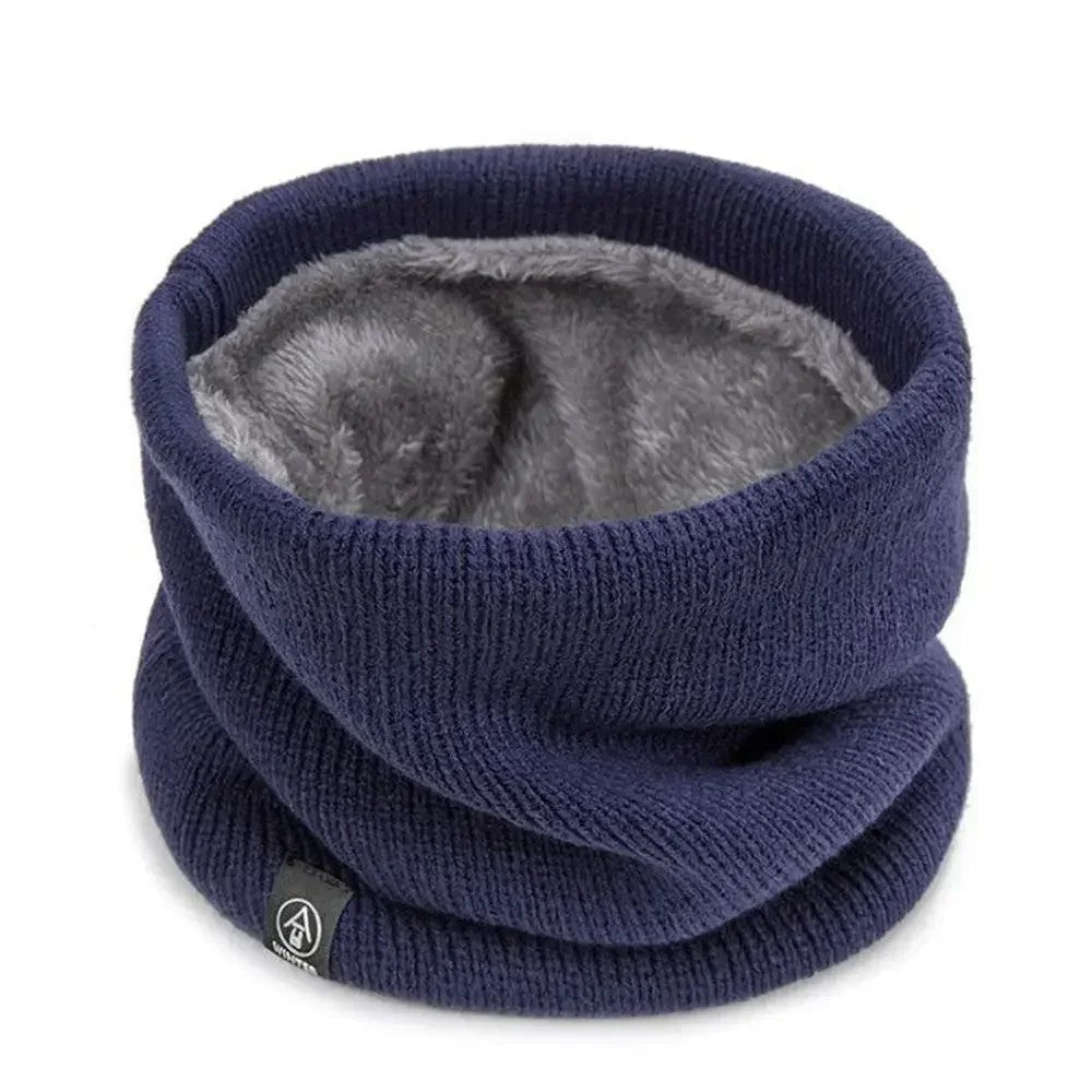 Men's Fleece-Lined Knit Neck Gaiter – Stylish Thick Tube Scarf in Blue by Urban Tendency