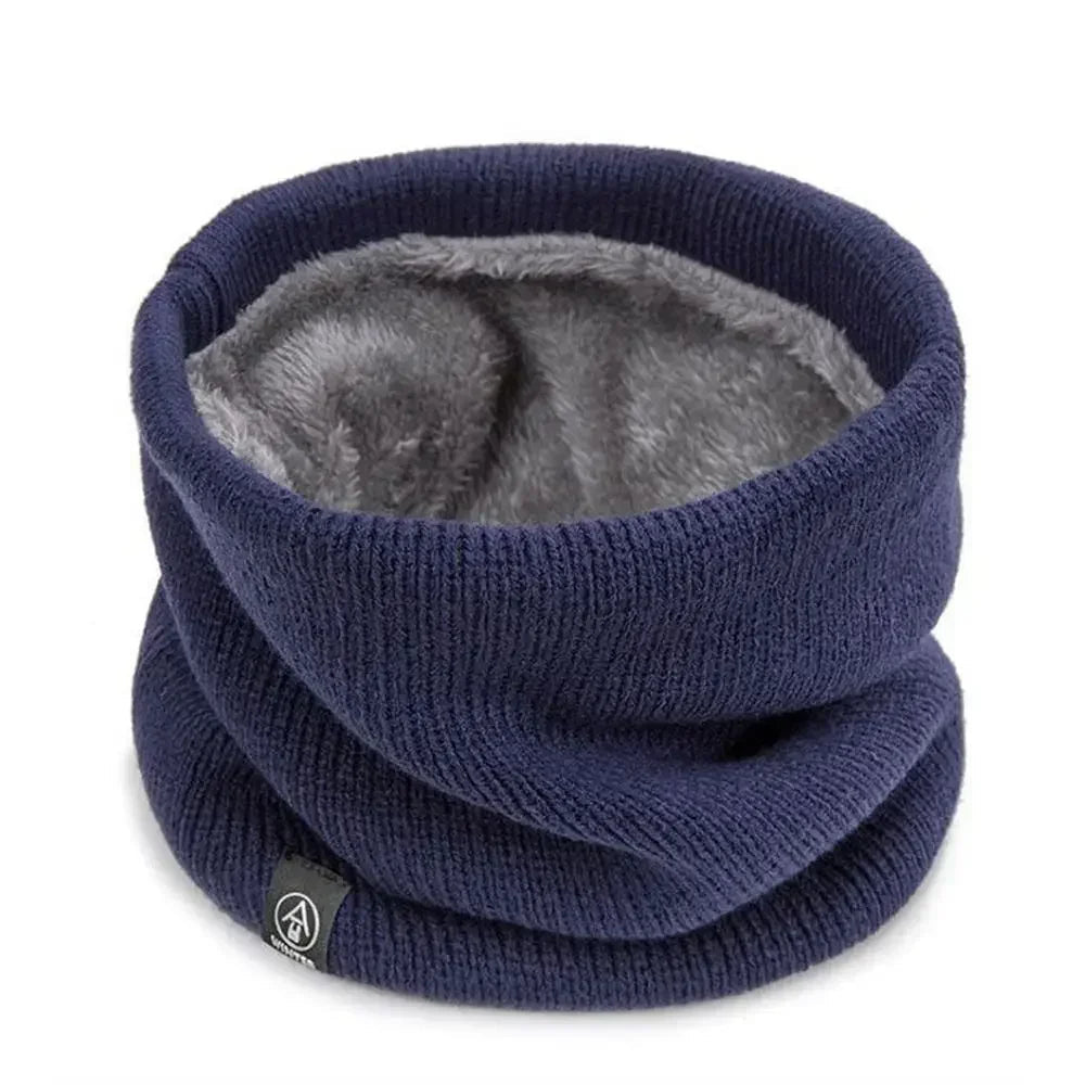Men's Fleece-Lined Knit Neck Gaiter – Stylish Thick Tube Scarf in Blue by Urban Tendency