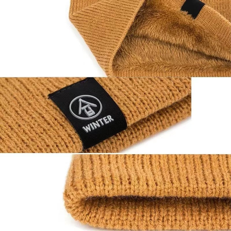 Men's Fleece-Lined Knit Neck Gaiter – Stylish Thick Tube Scarf in Camel by Urban Tendency