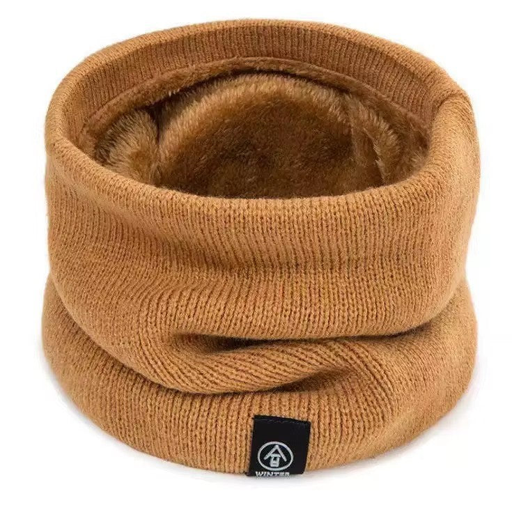 Men's Fleece-Lined Knit Neck Gaiter – Stylish Thick Tube Scarf in Camel by Urban Tendency