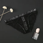 Men’s Floral Lace Low-Rise Briefs with Contoured Pouch in Black by Urban Tendency