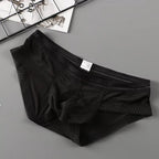 Men’s Ice Silk Ultra-Thin Low-Rise Lace-Trimmed Briefs in Black by Urban Tendency