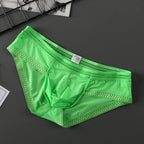 Men’s Ice Silk Ultra-Thin Low-Rise Lace-Trimmed Briefs in Green by Urban Tendency