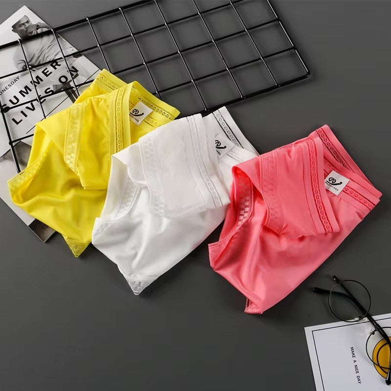 Men’s Ice Silk Ultra-Thin Low-Rise Lace-Trimmed Briefs by Urban Tendency