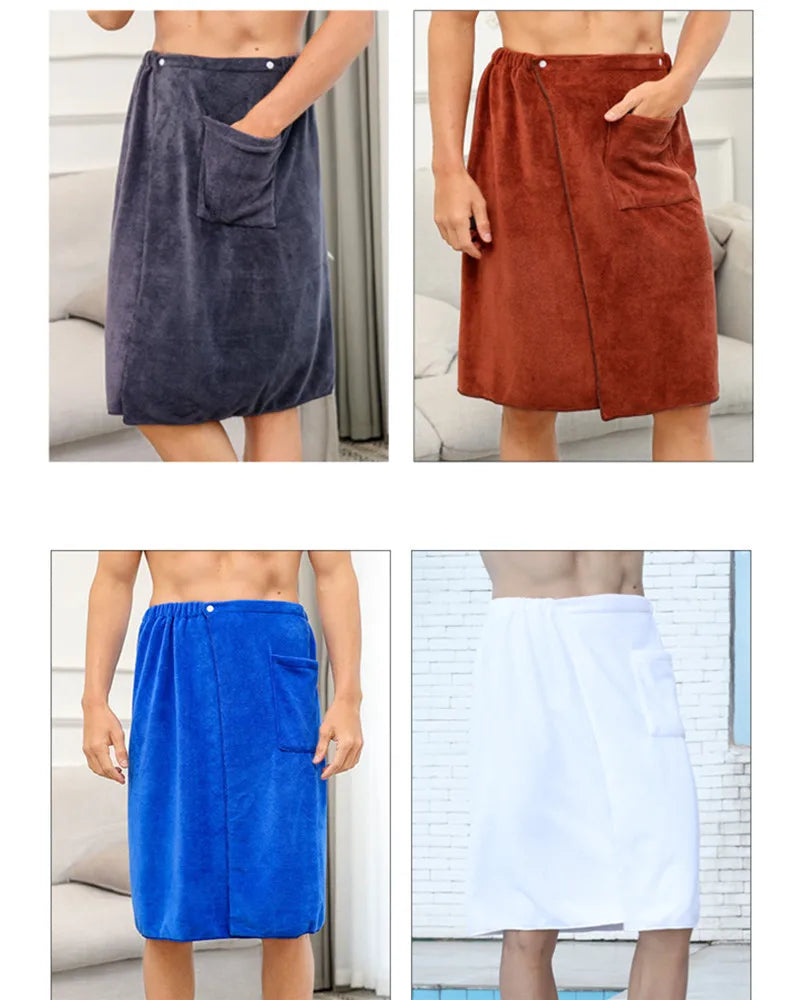 Men’s Long Wearable Towel Wrap – Bath & Gym by Urban Tendency