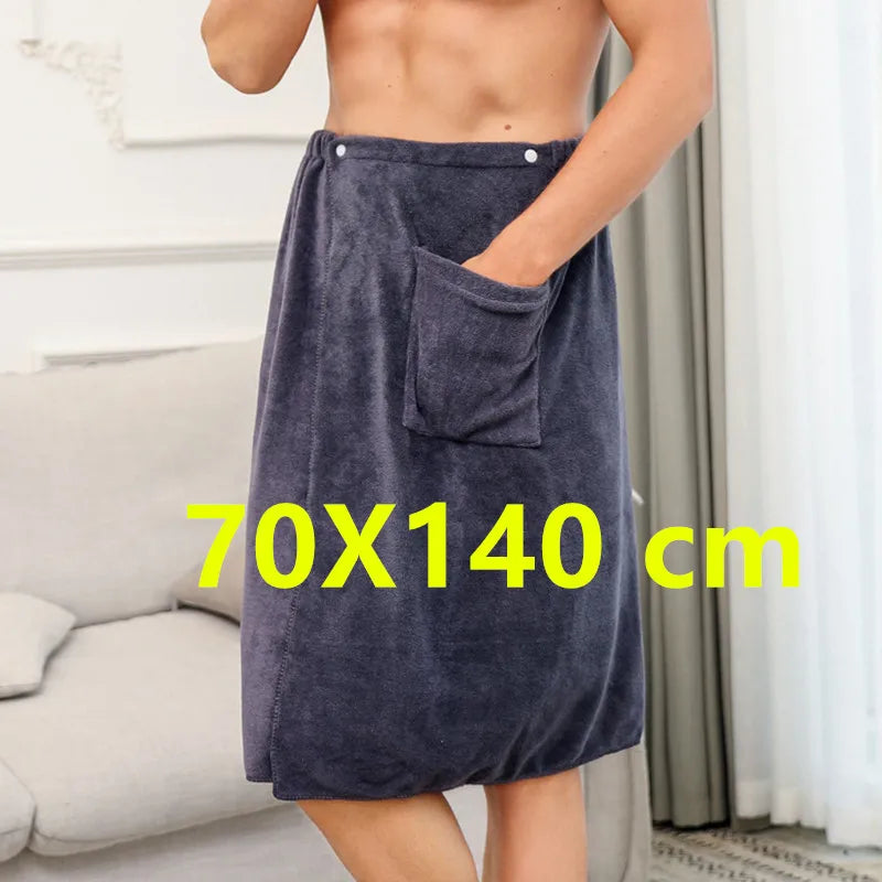 Men’s Long Wearable Towel Wrap – Bath & Gym in Gray by Urban Tendency