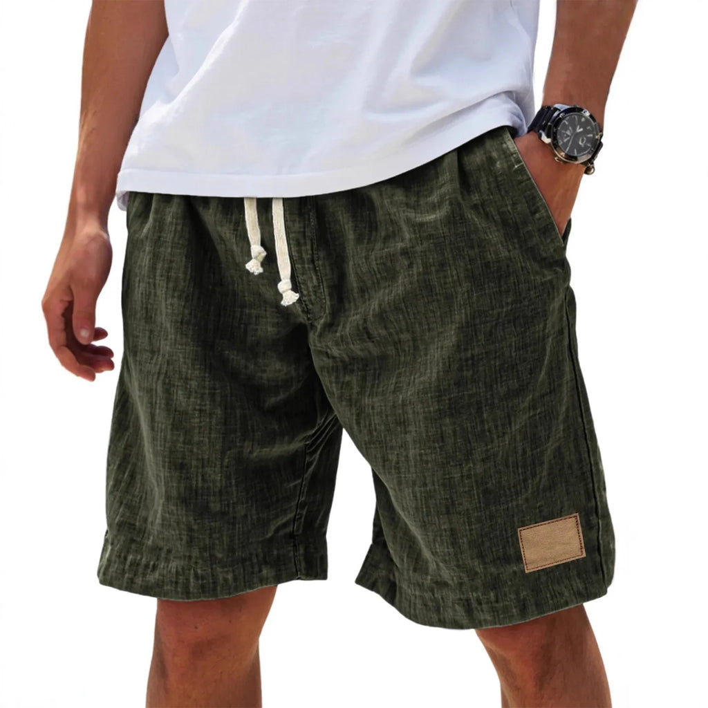 Men’s Loose Fit Drawstring Shorts – Retro Casual Comfort in Army Green by Urban Tendency