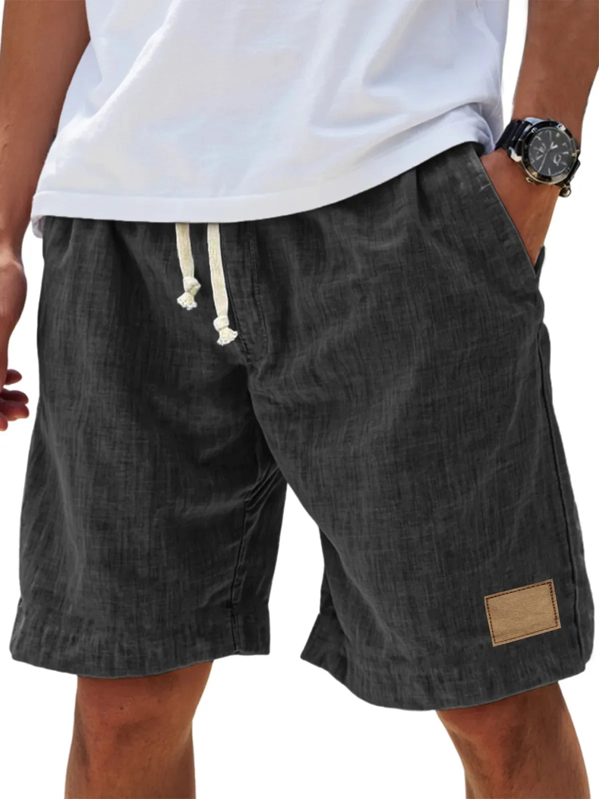 Men’s Loose Fit Drawstring Shorts – Retro Casual Comfort in Black by Urban Tendency
