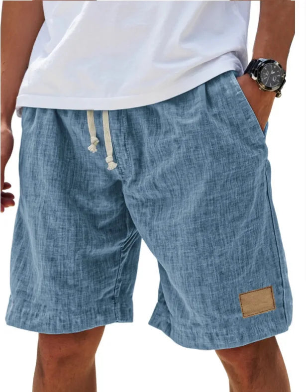 Men’s Loose Fit Drawstring Shorts – Retro Casual Comfort in Light Blue by Urban Tendency