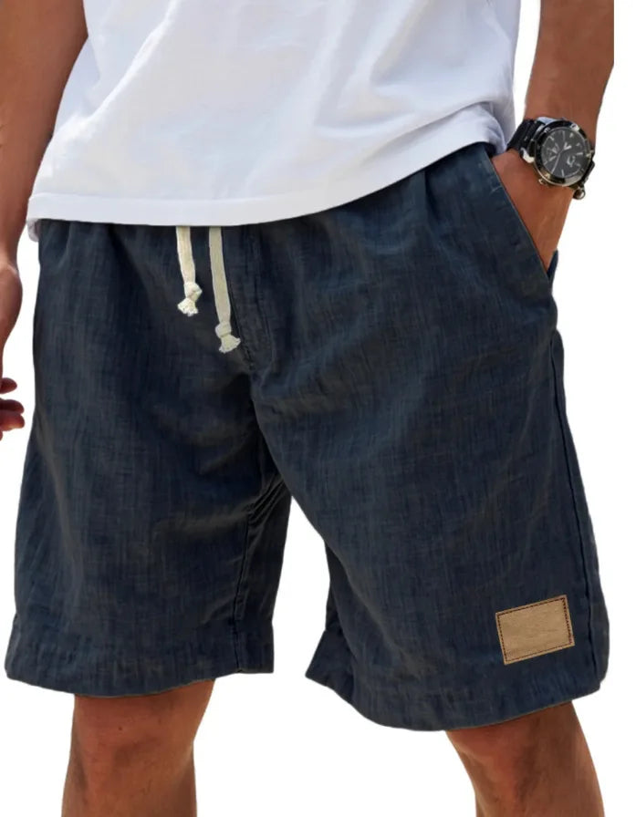 Men’s Loose Fit Drawstring Shorts – Retro Casual Comfort in Navy Blue by Urban Tendency