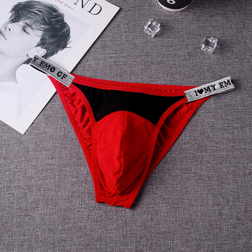 Men’s Low-Rise String Briefs with Supportive Pouch in Red by Urban Tendency