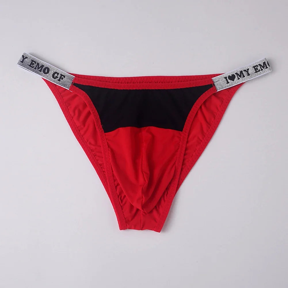 Men’s Low-Rise String Briefs with Supportive Pouch in Red by Urban Tendency
