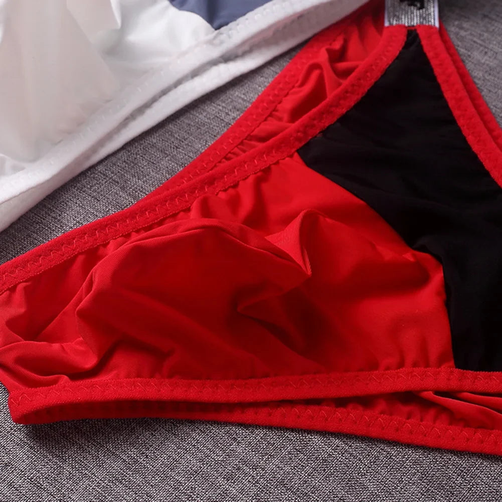 Men’s Low-Rise String Briefs with Supportive Pouch in Red by Urban Tendency