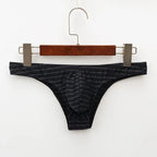 Men’s Low-Rise Striped Briefs with Contoured Front Pouch in Black by Urban Tendency