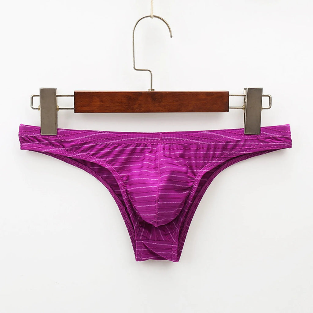 Men’s Low-Rise Striped Briefs with Contoured Front Pouch in Purple by Urban Tendency